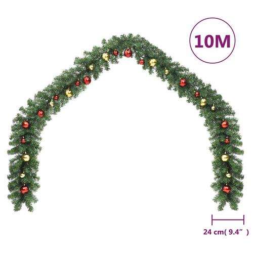 Juleguirlande dekoreret med kugler 10 m