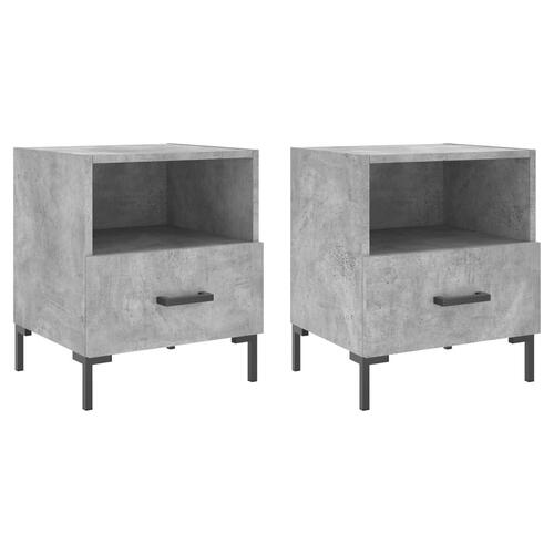 Sengeborde 2 stk. 40x35x47,5 cm konstrueret træ betongrå