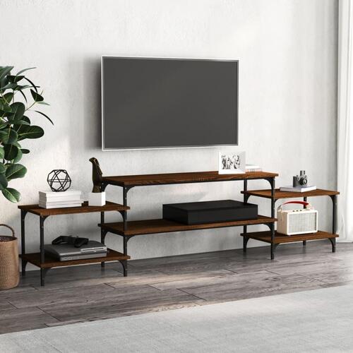 Tv-bord 197x35x52 cm konstrueret træ brun egetræsfarve
