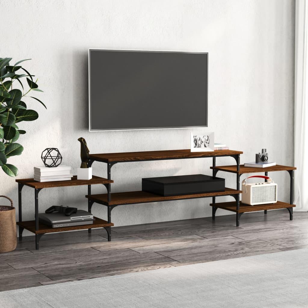 Tv-bord 197x35x52 cm konstrueret træ brun egetræsfarve