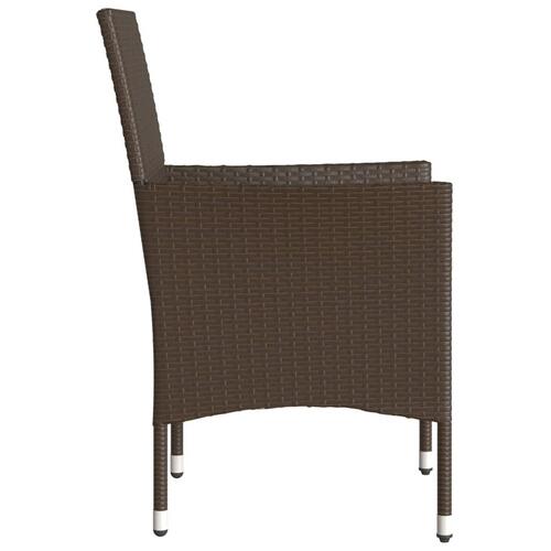 Havestole med hynder 2 stk. polyrattan brun