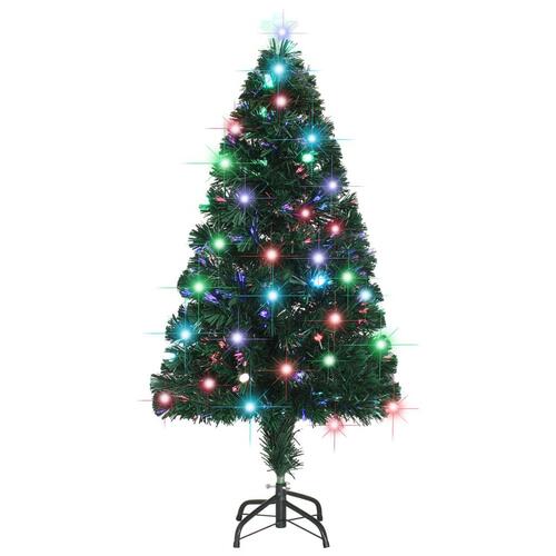 Kunstigt juletræ med fod og LED-lys 120 cm fiberoptisk