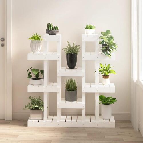 Plantestativ 104,5x25x109,5 cm massivt fyrretræ hvid