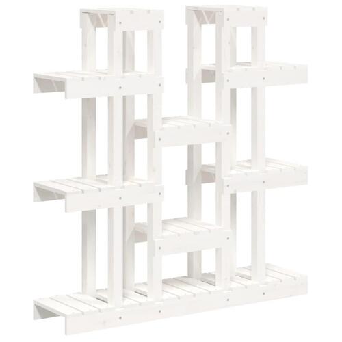 Plantestativ 104,5x25x109,5 cm massivt fyrretræ hvid
