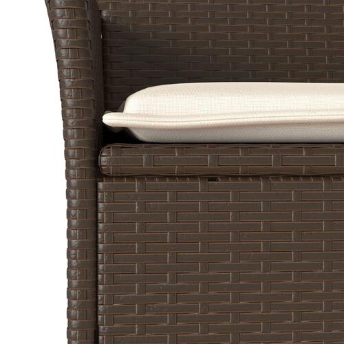 Havestole med hynder 2 stk. polyrattan brun
