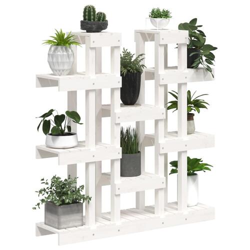 Plantestativ 104,5x25x109,5 cm massivt fyrretræ hvid