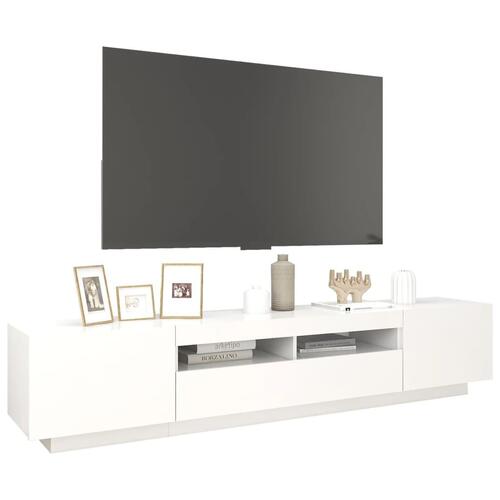 Tv-skab med LED-lys 200x35x40 cm hvid