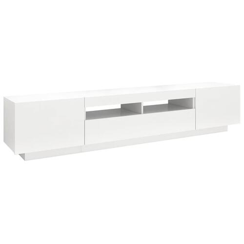 Tv-skab med LED-lys 200x35x40 cm hvid