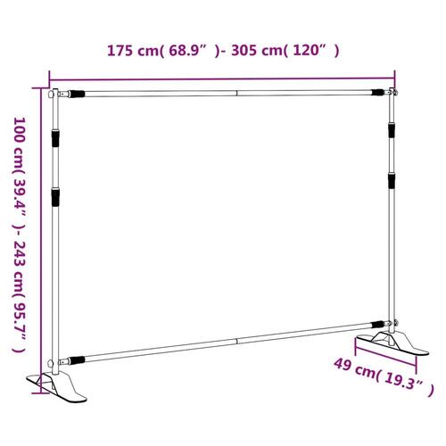 Stativ til fotobaggrund 305x243 cm stål sort