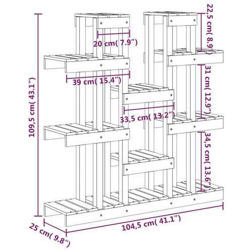 Plantestativ 104,5x25x109,5 cm massivt fyrretræ hvid