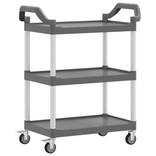 Vogn med 3 hylder 81x41x92 cm aluminium grå
