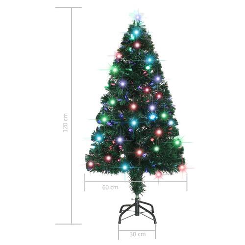 Kunstigt juletræ med fod og LED-lys 120 cm fiberoptisk