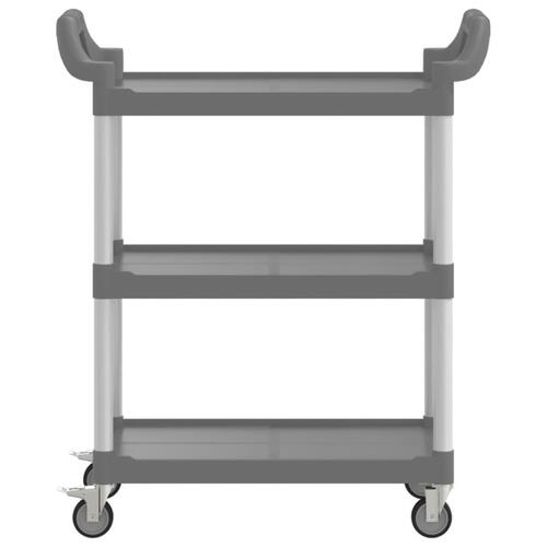Vogn med 3 hylder 81x41x92 cm aluminium grå