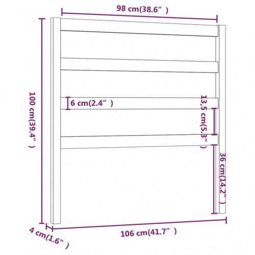 Sengegavl 106 × 4 × 100 cm i massivt fyrretræ - sort