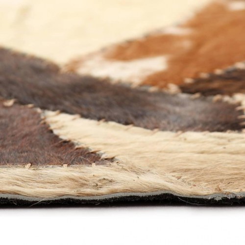 Tæppe ægte kolæder patchwork 80 x 150 cm tilfældig brun/hvid