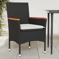 Havestole med hynder 2 stk. polyrattan sort