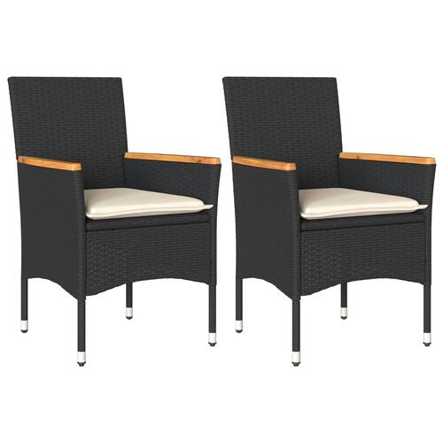 Havestole med hynder 2 stk. polyrattan sort