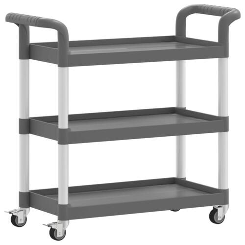 Vogn med 3 hylder 77x34x72 cm aluminium grå