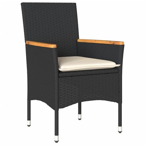Havestole med hynder 2 stk. polyrattan sort