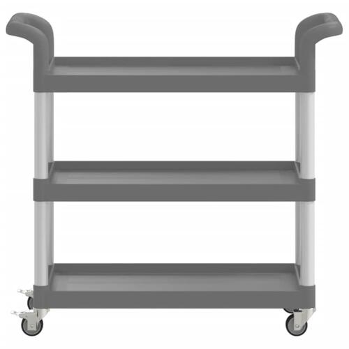 Vogn med 3 hylder 77x34x72 cm aluminium grå