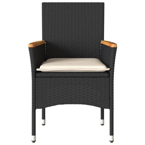 Havestole med hynder 2 stk. polyrattan sort