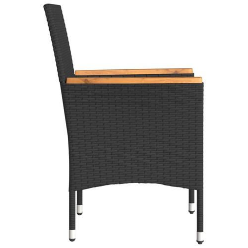 Havestole med hynder 2 stk. polyrattan sort