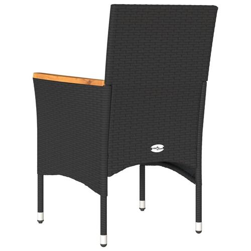 Havestole med hynder 2 stk. polyrattan sort