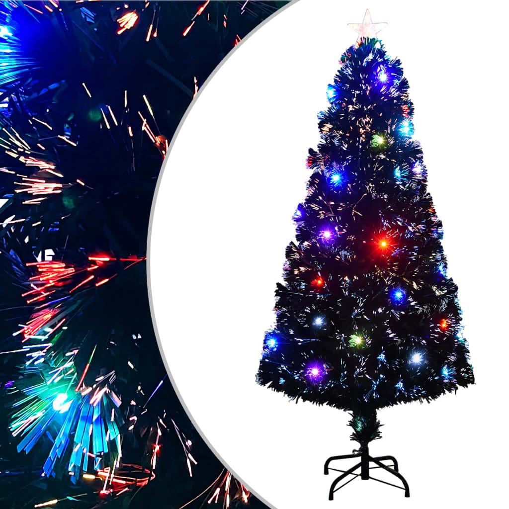 Kunstigt juletræ med fod og LED-lys 150 cm fiberoptisk