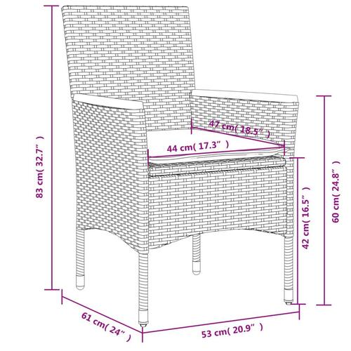 Havestole med hynder 2 stk. polyrattan sort