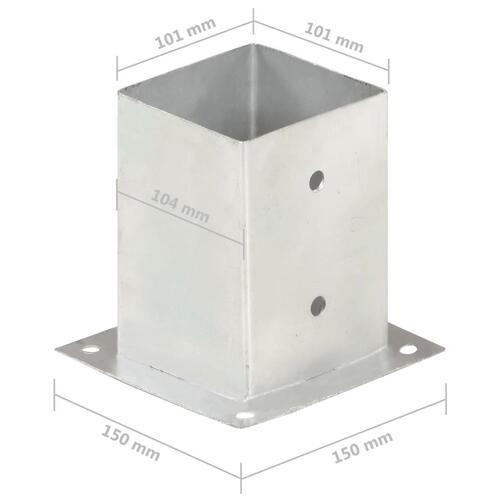 Stolpefod 4 stk. 101 mm galvaniseret metal
