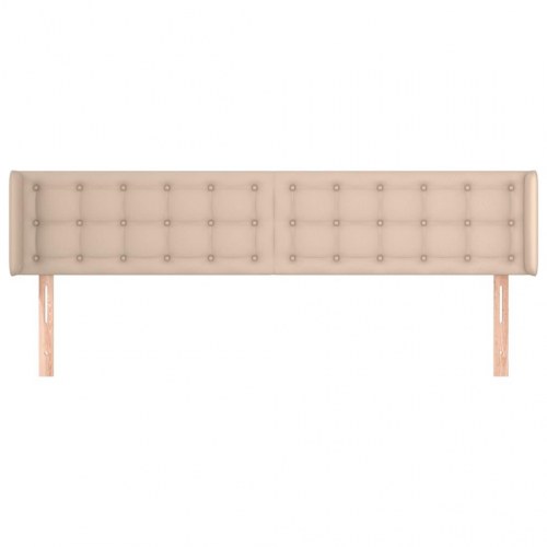 Sengegavl med kanter i kunstlæder 163 x 16 x 78/88 cm - cappuccino