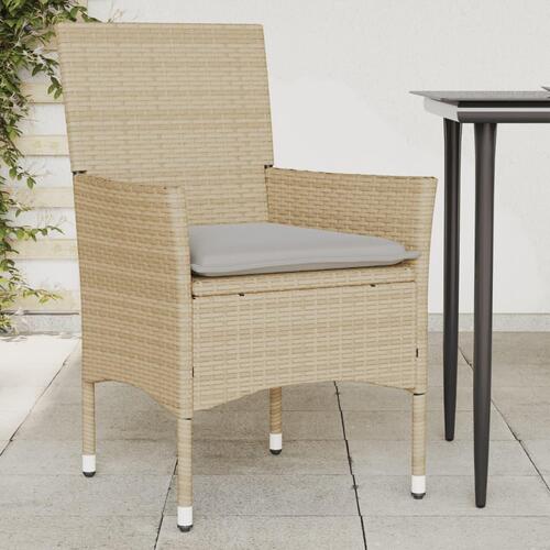 Havestole med hynder 2 stk. polyrattan beige