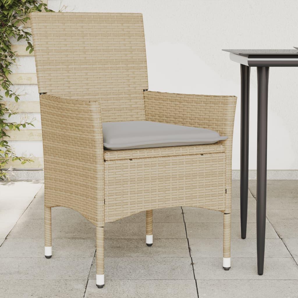 Havestole med hynder 2 stk. polyrattan beige