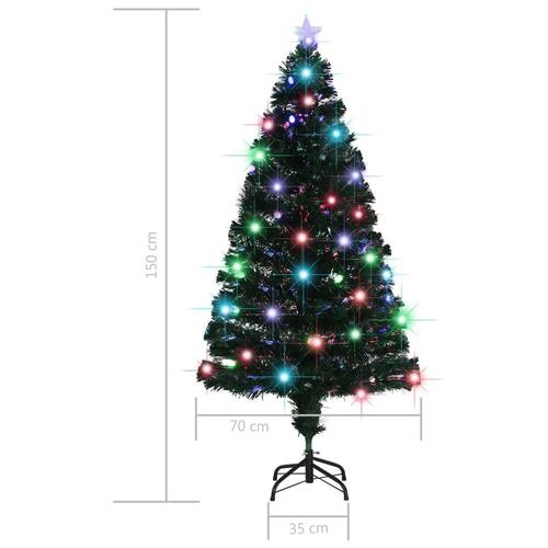 Kunstigt juletræ med fod og LED-lys 150 cm fiberoptisk