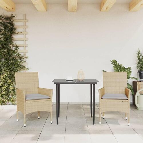 Havestole med hynder 2 stk. polyrattan beige