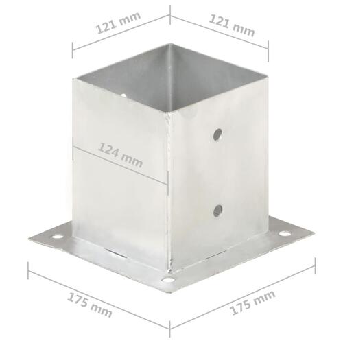 Stolpefod 4 stk. 121 mm galvaniseret metal