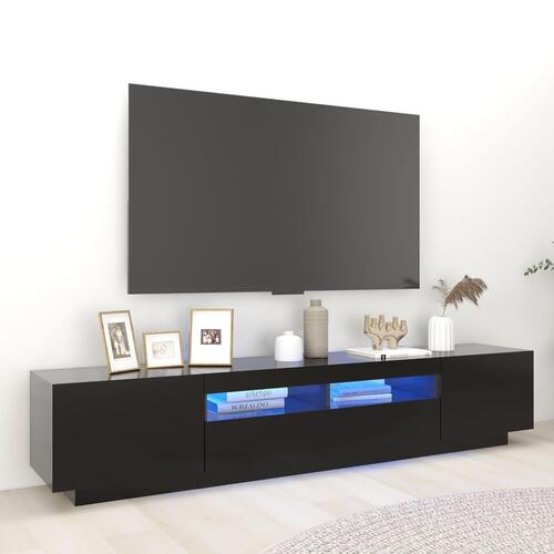 Tv-skab med LED-lys 200x35x40 cm sort