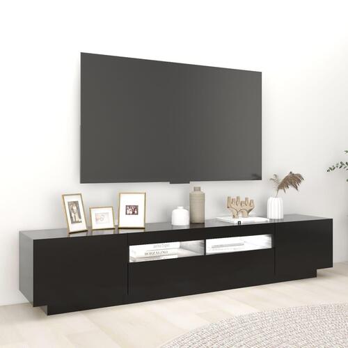 Tv-skab med LED-lys 200x35x40 cm sort