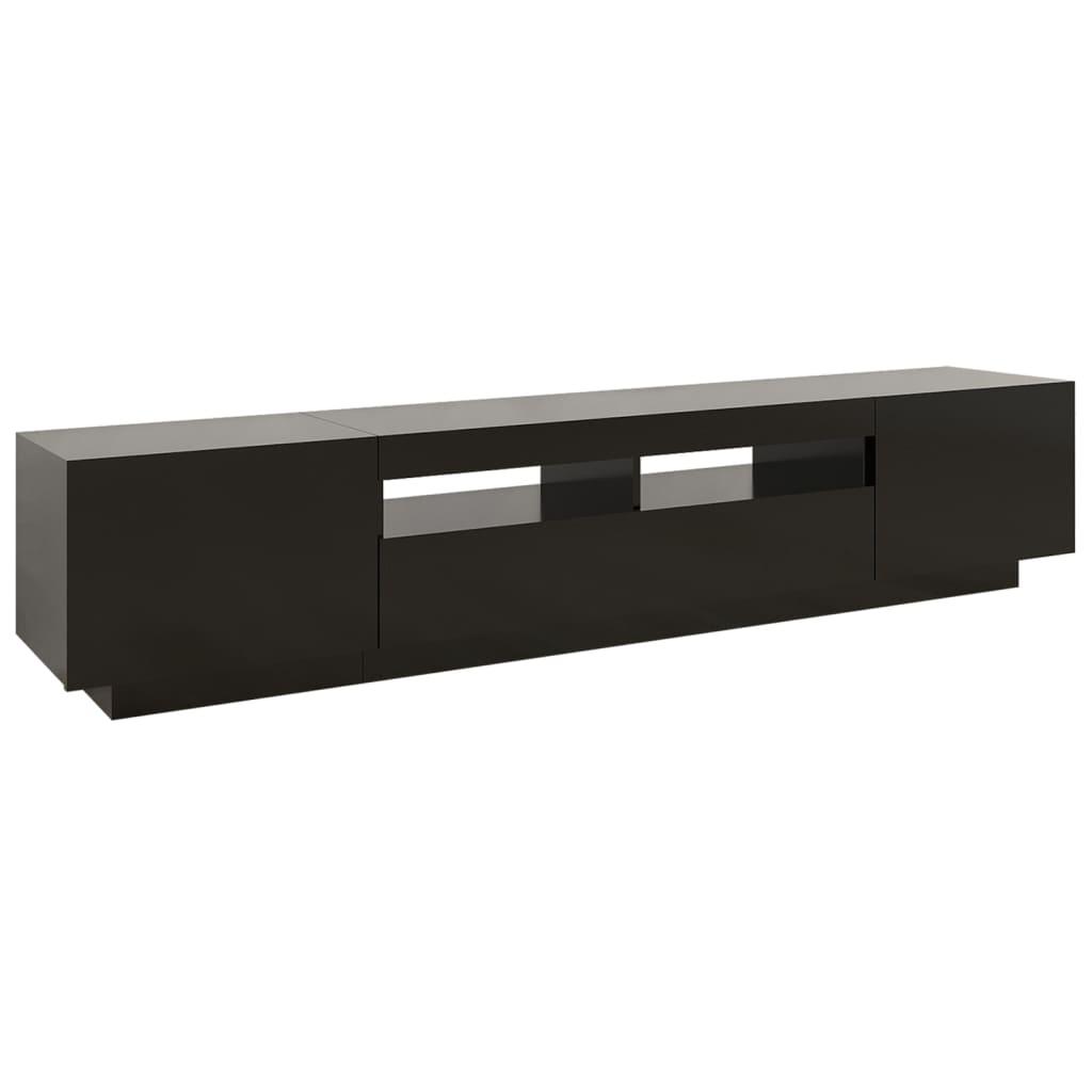 Tv-skab med LED-lys 200x35x40 cm sort