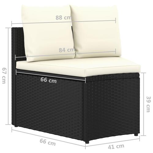 Sofasæt til haven 2 dele med hynder polyrattan sort