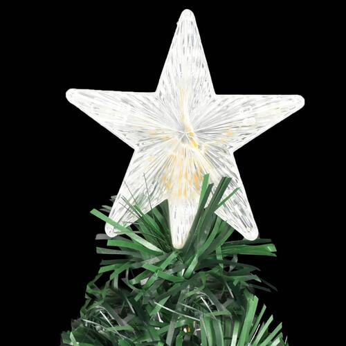Kunstigt juletræ med fod og LED-lys 180 cm fiberoptisk