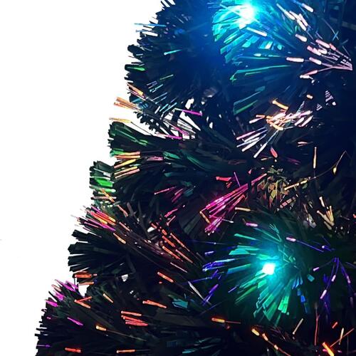 Kunstigt juletræ med fod og LED-lys 180 cm fiberoptisk