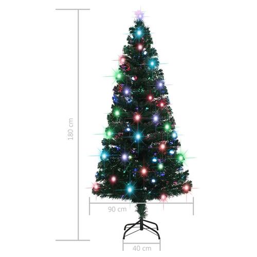 Kunstigt juletræ med fod og LED-lys 180 cm fiberoptisk