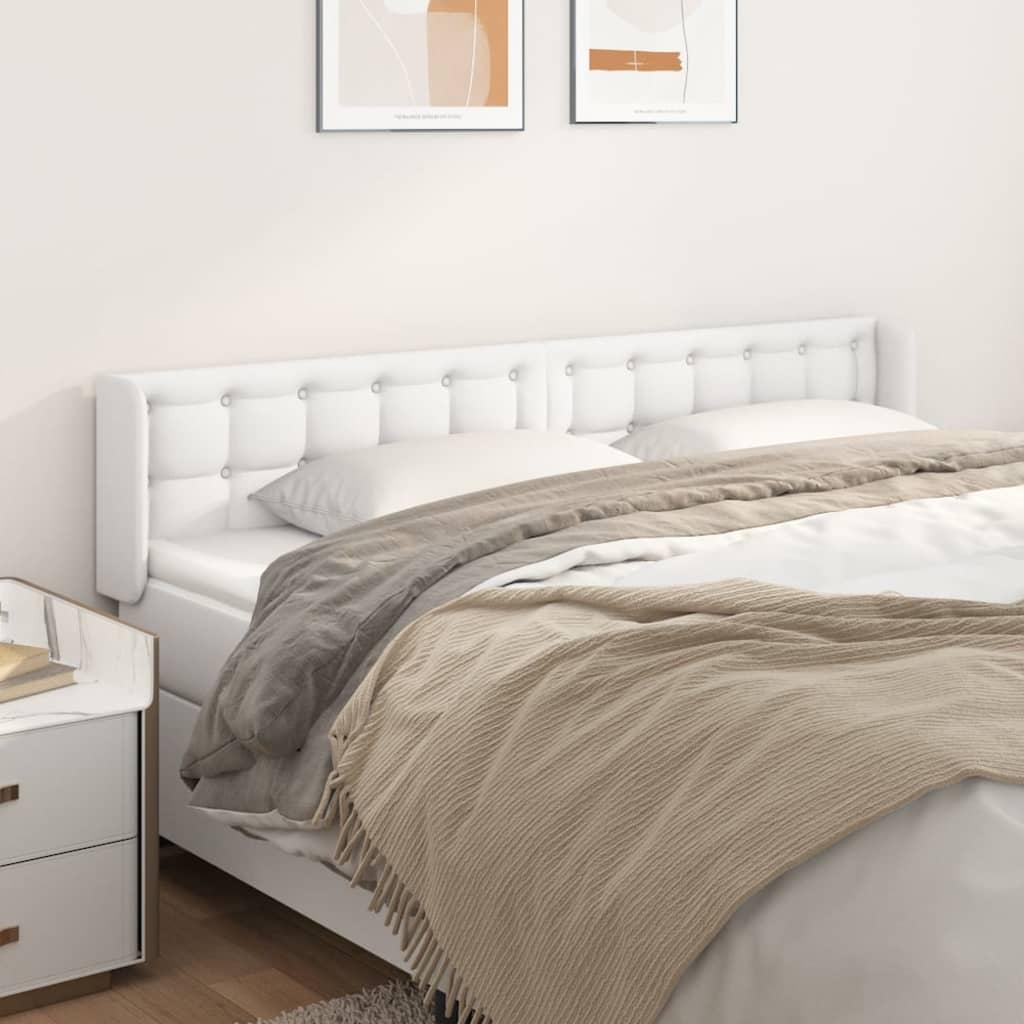 Sengegavl med kanter 183x16x78/88 cm kunstlæder hvid billede