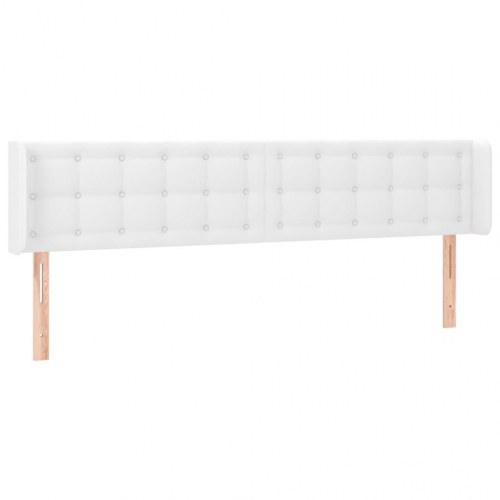 Sengegavl med kanter 183 x 16 x 78/88 cm - hvid kunstlæder