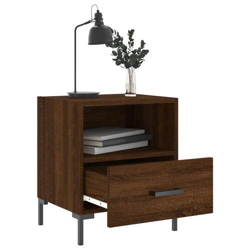 Sengeborde 2 stk. 40x35x47,5 cm konstrueret træ brunt egetræ
