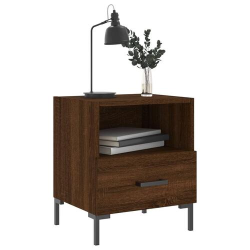 Sengeborde 2 stk. 40x35x47,5 cm konstrueret træ brunt egetræ