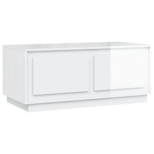 Sofabord 102x50x44 cm konstrueret træ hvid højglans