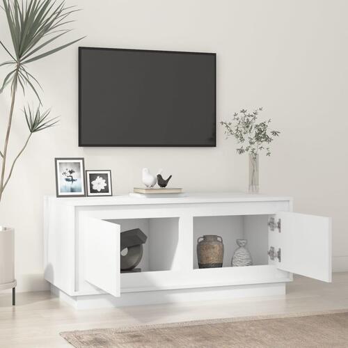 Sofabord 102x50x44 cm konstrueret træ hvid højglans