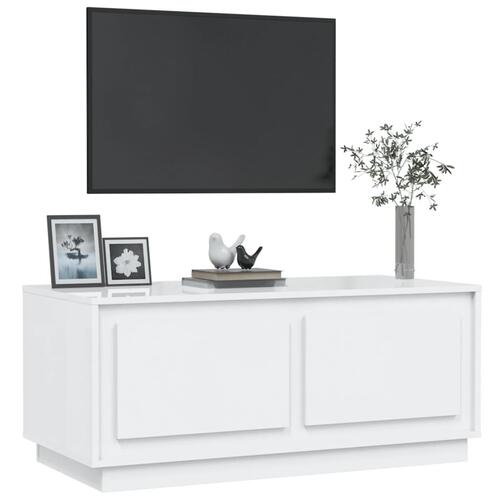 Sofabord 102x50x44 cm konstrueret træ hvid højglans